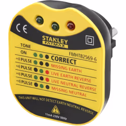 Descrizione: 230 V - Tensione: 230 V- Tester di CAT II e 230V- I LED forniscono varie informazioni (tutto OK, terra mancante, ...