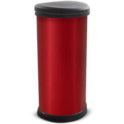 Curver - Pattumiera decorativa One Touch, effetto metallo, 70% riciclato, 40 litri, colore: rosso
