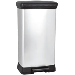 Deco bin 50L Cestino a pedale, 39 x 29 x 73 cm, Argento (187177) - Curver