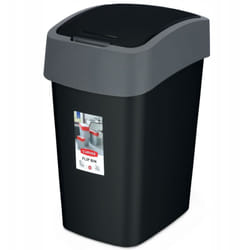 Curva Pattumiera ribaltabile 45 l, nero / argento, interno per rifiuti, 29,4x37,6x65,3 cm