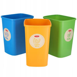 Eco Set di 3 cestini per il sistema di riciclaggio, cestini in plastica per carta, vetro e plastica - Curver