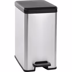 Curver Slim Bin 20L, 20 L, Quadrato, Plastica, Nero, Argento, Pedale, 250 mm