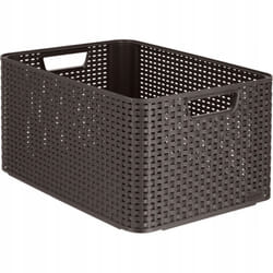 Curver - Cesto portaoggetti Style 30L - Aspetto rattan strutturato - Per camera da letto, soggiorno, bagno, lavanderia - 44,5x33x24,8 cm - Cioccolato