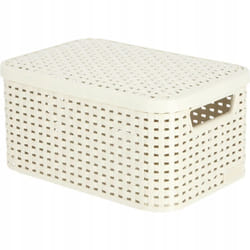 Curver - Baule portaoggetti Style 6L - Aspetto rattan testurizzato - Per camera da letto, soggiorno, bagno, lavanderia - 29,1x19,8x14,2 cm - Avorio