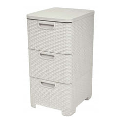 Curver - Torre da scrivania 3 cassetti 14L, Style - Pratica torre per riporre attrezzi, biancheria, carte e altro - 3x14L - 37,8x32,8x60 cm - Avorio