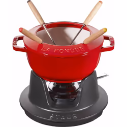 Elegante set per fonduta in ghisa di Staub, composto da 1 pentola per fonduta (capacità: 1,1 l), 1 base robusta (rechaud), 1 ...