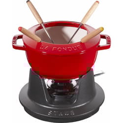 Staub - Set Fonduta con 4 Forchette, Adatto per Fonduta di Formaggio, Cioccolato e Carne, Ciliegia, 16 cm