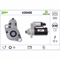 Indice: VAL438408. Numero del Produttore: 438408. N° denti: 10. N° fori: 2. Peso [kg]: 3,99. Potenza motore avviamento [kw]:  ...