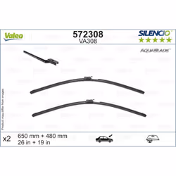 Tergicristallo per parabrezza VALEO 572308, Silencio AquaBlade VA308 Lunghezza 650+480mm, 2 Pezzo - Vista aggiuntiva 4