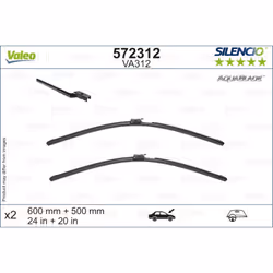 Tergicristallo per parabrezza VALEO 572312, Silencio AquaBlade VA312 Lunghezza 600+500mm, 2 Pezzo - Vista aggiuntiva 4