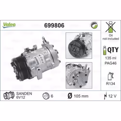 Compressore aria condizionata VALEO 699806 - Vista aggiuntiva 5