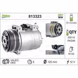 Articolo complementare/info integrativa 2: con olio compressore-PAG. Id compressore: DKS. Indice: VAL813323. Limitazione cost ...