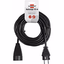 Prolunga nera 10m h05vv-f 3g1.51 spina 2p+t 16a/230v - 1 prolungatore 2p+t 16a/230v - protezione bambini. Potenza massima sot ...