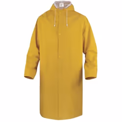 Cappotto Impermeabile da Lavoro Giallo con Cappuccio Ideale per i cantieri edili, trasportatori, operatori marittimi.... Impe ...