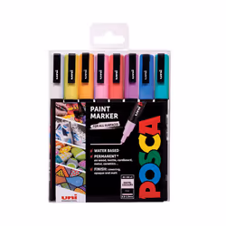 POSCA PC-3M, Multicolore, Pastello, Multicolore, 8 colori, Fine, 0,9 mm, 1,3 mm