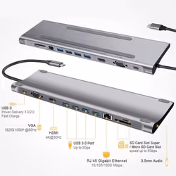 T'nB DOCKUSBC11 replicatore di porte e docking station per laptop Cablato USB 3.2 Gen 1 (3.1 Gen 1) Type-C Argento - Vista aggiuntiva 5
