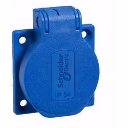 Presa da incasso bassa tensione SCHUKO ENC 50x50 posteriore blu IP54, IK09, 220V, 2P+T, 50/60 Hz, Custodia: tecnopolimero aut ...