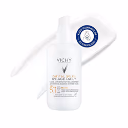 Vichy Capital Soleil UV Age SPF50+ offre una protezione solare alta contro i raggi UVA e UVB, prevenendo la formazione di mac ...