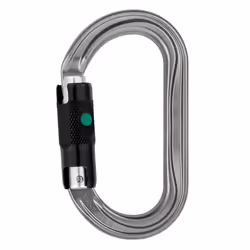Petzl M33A BL, Leva curva, Moschettone di blocco, A forma di D, Alluminio, Grigio, 25 kN