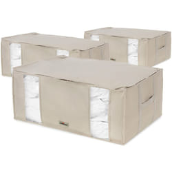 Set 3 custodie Dune con sacco sottovuoto integrato, contenitori salvaspazio armadio per piumoni, cuscini, vestiti, antiacari, umidità, tarme, con