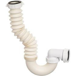 Wirquin - 30720029 Sifone per lavabo con raccordo di scarico estensibile, bianco