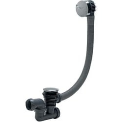 Wirquin - 30720356-Scarico Completo per Vasca da Bagno, con Cavo, Lunghezza 700 mm, abs, Grigio, Taglia Unica
