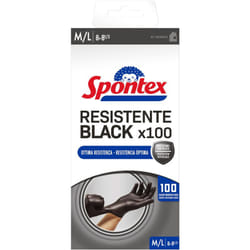 Spontex - Guanti Monouso Nitrile Neri Resistente Black, 100 pezzi, Senza Lattice e Senza Polvere, Multiuso, taglia m/l