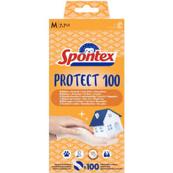 Spontex - Guanti Monouso Protect 100, Guanti in Vinile, Ipoallergenici, Senza Polvere e Senza Lattice, Confezione da 100 Pezzi, Taglia m