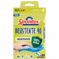 Spontex Guanto Nit Resistente 40pz M/L, Nitrile, Blu, M/L, 40 paio/a, 120 mm, 50 mm