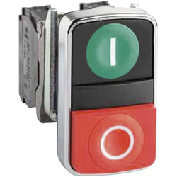 Schneider Electric - ZB4BA7341 Harmony ZB4BA7341 Pulsante doppio Piatto 2 tasti Verde, Rosso Sblocco a pressione 1 pz.