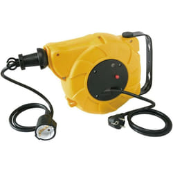 Electraline 100237 Avvolgicavo Molla, 15M (13+2), con Staffa di Fissaggio a Muro, prolunga elettrica con Sistema di avvolgimento Automatico, 230 V,
