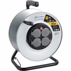 Bobina professionale in metallo 4 prese IP44 - con passacavo e maniglia ergonomica e pratica per guanti da lavoro Cavo 1m H07 ...