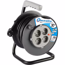 Avvolgicavo di 30 m con cavo HO5 VV-F 3G1, 5 mm² è dotato di 4 prese, disgiuntore termico di protezione. Ha una maniglia ergo ...