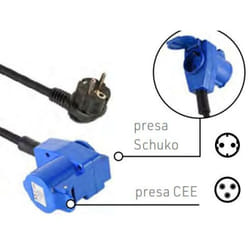 Adattatore con cavo in gomma Electraline 55092-presa doppia schuko-1,5metri