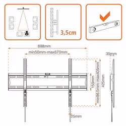 Metronic 451043 Supporto TV a parete 177,8 cm (70") Nero