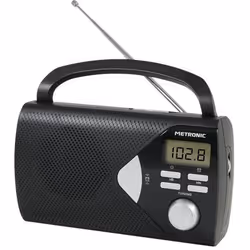 Metronic 477205, Portatile, Digitale, AM, FM, LCD, Nero, Plastica