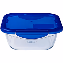 Pyrex Cook & Go - Recipiente Cuadrado con Tapa 100% hermética, para Contener Alimentos, Apto para Horno y microondas, 21 x 21 ...
