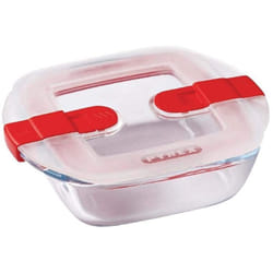Pyrex - Cook & Heat contenitore quadrato per alimenti in vetro borosilicato con coperchio sfiatavapore per il microonde – cuocere in forno,