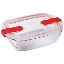 Cook & Heat contenitore rettangolare per alimenti in vetro borosilicato con coperchio sfiatavapore per il microonde – cuocere in forno, conservare &