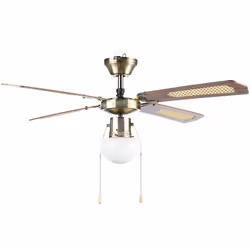 Ventilatore da soffitto con 4 lame, reversibile, diametro di 107 cm, colore bianco, potenza di 50 W.