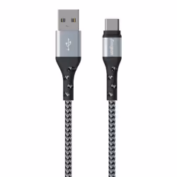 Energizer C520CKBK, 2 m, USB A, USB C, USB 2.0, Nero, Argento