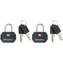 Master Lock - 4681EURTBLK Confezione da 2 Lucchetto per bagagli in alluminio approvato dalla tsa, Nero, 4 x 3 x 2.2 cm