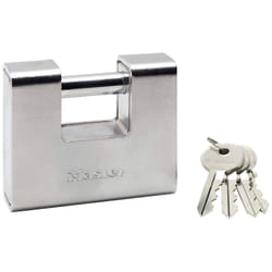 Master Lock - 690EURD Lucchetto Rettangolare in Zinco a Chiave, Grigio, 10,4 x 9 x 2,9 cm