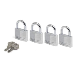 Master Lock 9140EURQNOP Lotto of 4 lucchetti con chiave con corpo of in alluminio massiccio, Grigio, 4 x 5,9 x 1,3 cm
