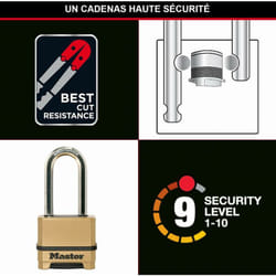 Master Lock - Lucchetto ad Alta Sicurezza - Combinazione - Arco XLungo - Zinco - Esterno - M175EURDLH - Ideale per Portali, Garage, Sconto