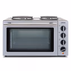 Livoo DOC211, Fornetto da appoggio, Grigio, Manopola, Alluminio, Piastra sigillata, 2 Fornello(i)