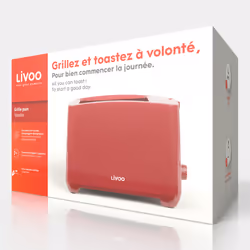 Livoo DOD162RC tostapane 2 fetta/e 750 W Rosso - Vista aggiuntiva 5