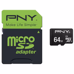 PNY 64GB High Performance MicroSDXC 80MB/s, 64 GB, MicroSDXC, Classe 10, UHS-I, 80 MB/s, Nero, Verde