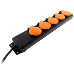 Zenitech - Blocco multipresa da esterno IP44 - 5 prese 16A 2P+T con sportellini - 1,5 m - Nero