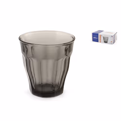 Pengo Confezione 6 bicchieri Picardie in vetro colore grigio 25cl, Grigio, Vetro, 6 pz, Cono, Chiara, Picardie